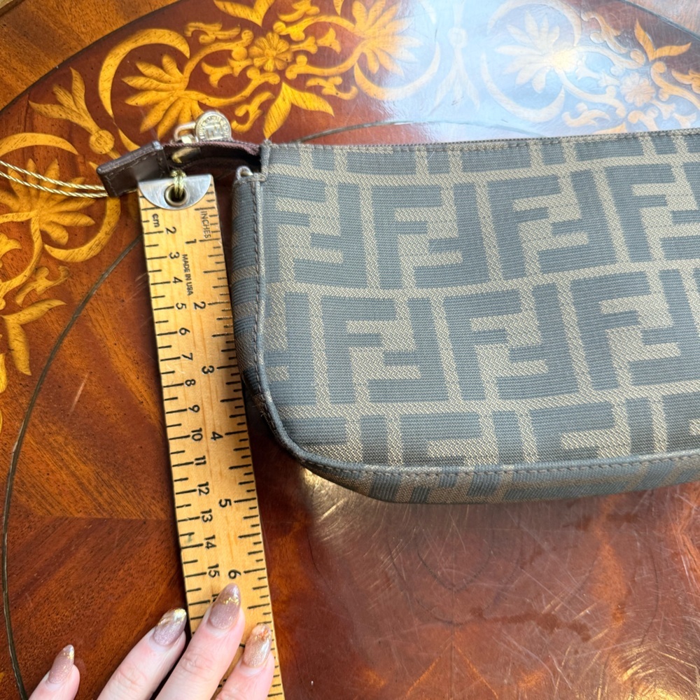 Fendi Zucca Canvas Brown FF Zip Pouch MSRP $1395 - Picture 6 of 12